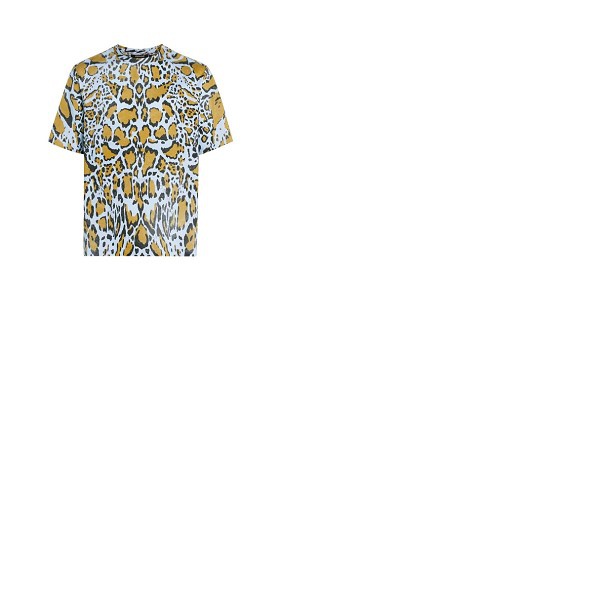  Roberto Cavalli Mens Sun Bleached Lynx Print Cotton Jersey T-shirt IMT630-OUR04-D7007