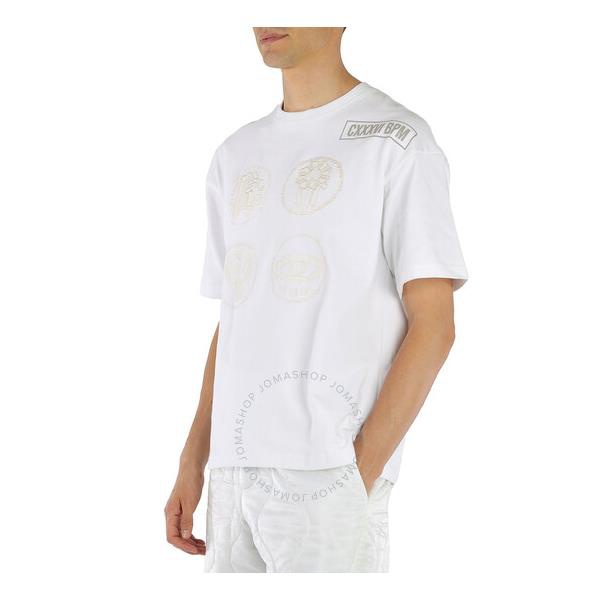  Roberto Cavalli Mens Optical White Embroidered Lucky Symbols T-shirt IMR672-JD077-00053