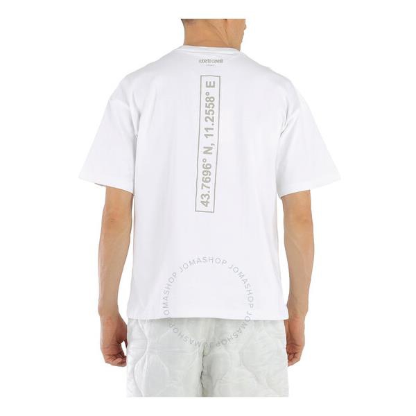  Roberto Cavalli Mens Optical White Embroidered Lucky Symbols T-shirt IMR672-JD077-00053