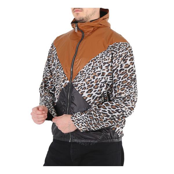  Roberto Cavalli Mens Leopard Print Windbreaker Track Jacket JNT821-5LS05-D0239