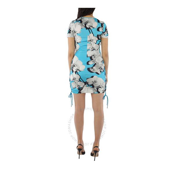  Roberto Cavalli Ladies Cyan Orchid Print Dress IQT180-9EP65-D6227