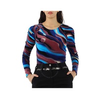 Roberto Cavalli Ladies Sistine Chapel Print Long Sleeve Velvet Bodysuit JWT606-FY059-D1772