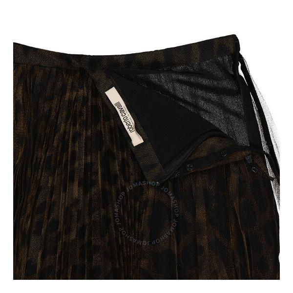  Roberto Cavalli Ladies Brown Heritage Jaguar Print Tulle Skirt LQT306-TLV91-03500