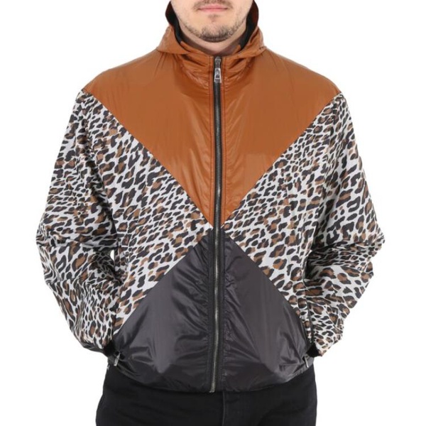  Roberto Cavalli MEN'S Leopard Print Windbreaker Track Jacket JNT821-5LS05-D0239