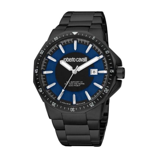  Roberto Cavalli MEN'S Fashion Watch Stainless Steel Blue Dial Watch RV1G182M0081