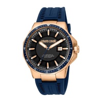 Roberto Cavalli MEN'S Fashion Watch Silicone Black Dial Watch RV1G182P0041