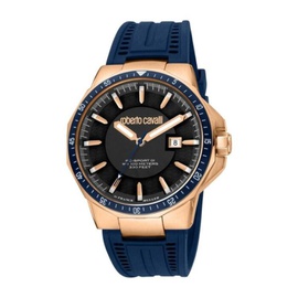 Roberto Cavalli MEN'S Fashion Watch Silicone Black Dial Watch RV1G182P0041