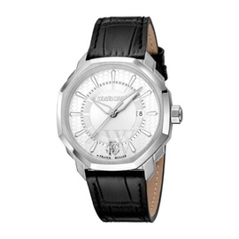Roberto Cavalli MEN'S Fashion Watch Leather Silver-tone Dial Watch RV1G192L0011
