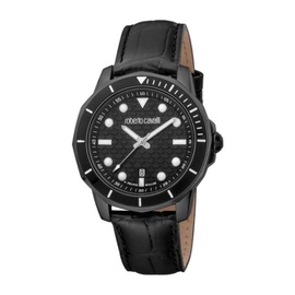 Roberto Cavalli MEN'S Fashion Watch Leather Black Dial Watch RV1G159L0031