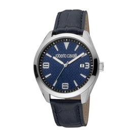 Roberto Cavalli MEN'S Fashion Watch Leather Blue Dial Watch RC5G048L0025