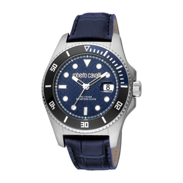  Roberto Cavalli MEN'S Fashion Watch Leather Blue Dial Watch RC5G042L0025