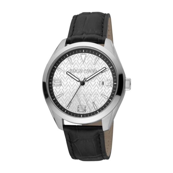  Roberto Cavalli MEN'S Fashion Watch Leather Silver-tone Dial Watch RC5G048L0015
