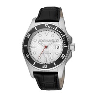 Roberto Cavalli MEN'S Fashion Watch Leather Silver-tone Dial Watch RC5G042L0015