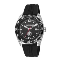 Roberto Cavalli MEN'S Fashion Watch Silicone Black Dial Watch RC5G018P0035