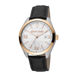Roberto Cavalli MEN'S Fashion Watch Leather Silver-tone Dial Watch RC5G048L0035