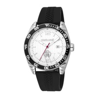 Roberto Cavalli MEN'S Fashion Watch Silicone Silver-tone Dial Watch RC5G018P0015
