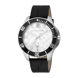 Roberto Cavalli MEN'S Fashion Watch Leather Silver-tone Dial Watch RC5G013L0015