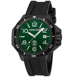 Roberto Cavalli MEN'S Classic Rubber Green Dial Watch RC5G101P0035