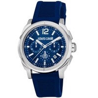 Roberto Cavalli MEN'S Classic Chronograph Rubber Blue Dial Watch RC5G085P0055