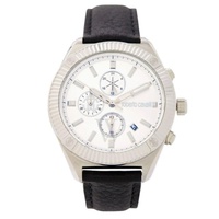 Roberto Cavalli MEN'S Classic Chronograph Leather Silver-tone Dial Watch RC5G011L0015