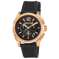 Roberto Cavalli MEN'S Classic Chronograph Rubber Black Dial Watch RC5G085P0075