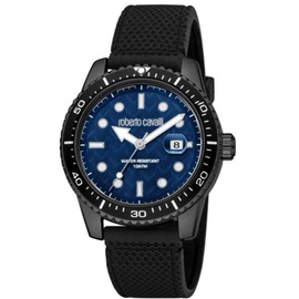 Roberto Cavalli MEN'S Classic Rubber Blue Dial Watch RC5G084P0075