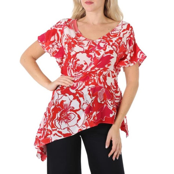  Roberto Cavalli Ladies Rose-Print Silk Top, Brand Size 38 (US Size 4) IQT602-SQP69-D2385