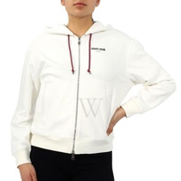 Roberto Cavalli Ladies White Cotton Lucky Symbols Zip Hooded Sweatshirt IQT694-CF036-00052