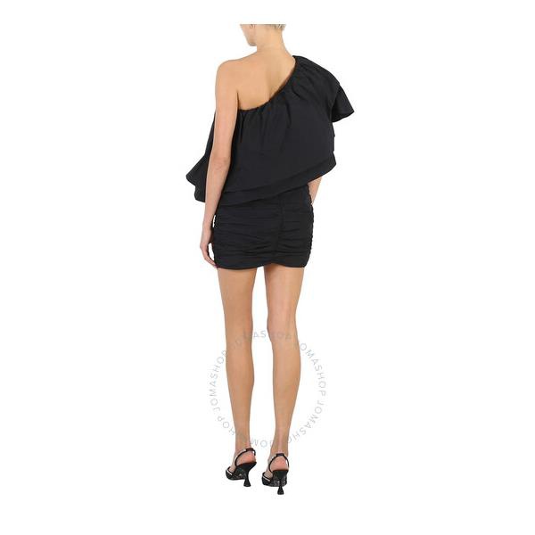  Rotate Ladies Black Taft Pleated One-Shoulder Mini Dress RT2495 Black