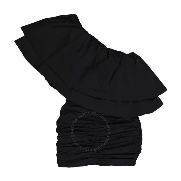  Rotate Ladies Black Taft Pleated One-Shoulder Mini Dress RT2495 Black
