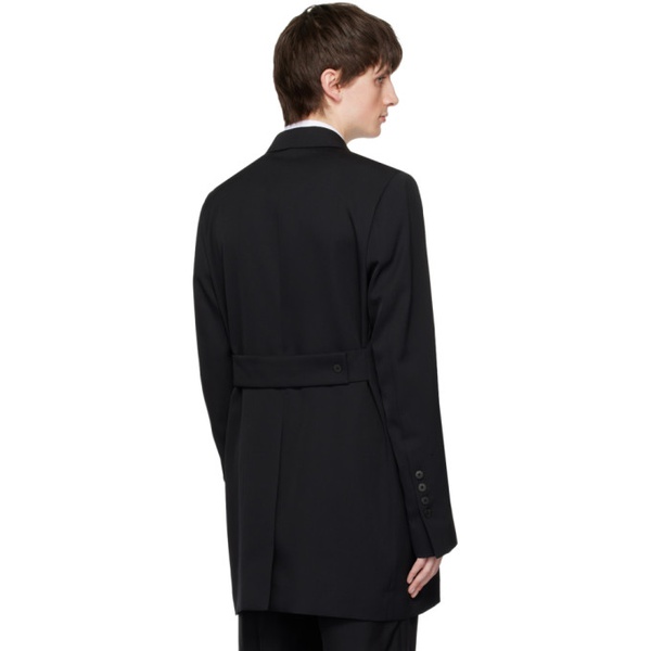  SAPIO Black Double-Breasted Coat 231968M195002