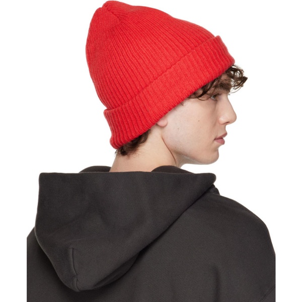  SEEKINGS Red Virgin Wool & Cashmere Beanie 222045M138001