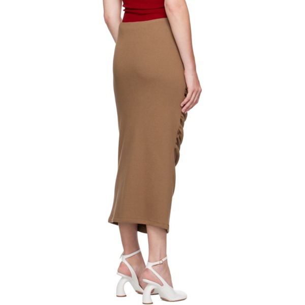  SELASI Brown Ruched Maxi Skirt 231222F093000