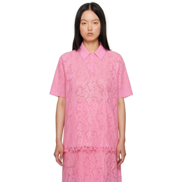  SHANG XIA SSENSE Exclusive Pink Spread Collar Polo 231091F108001