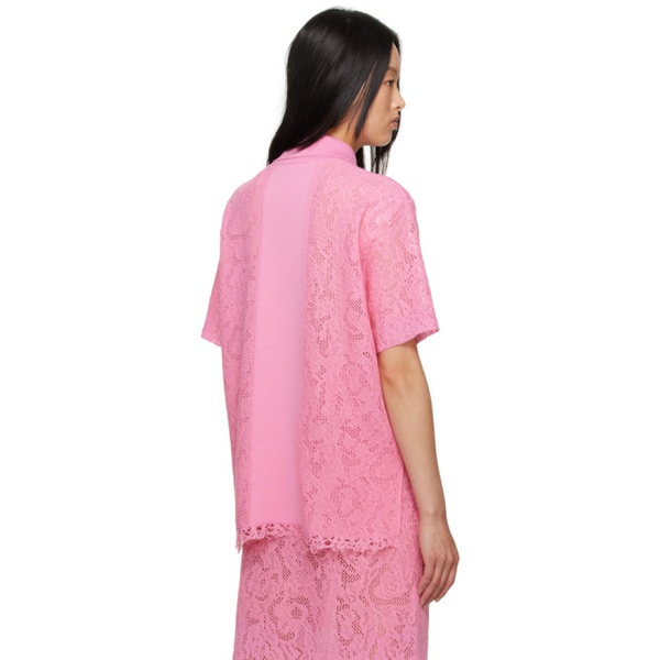  SHANG XIA SSENSE Exclusive Pink Spread Collar Polo 231091F108001
