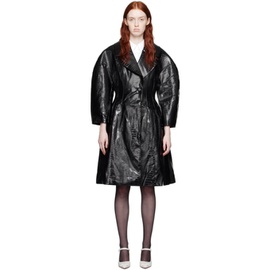 슈슈통 SHUSHU/TONG Black Croc Faux-Leather Coat 232901F059004