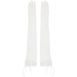 슈슈통 SHUSHU/TONG SSENSE Exclusive White Sequinned Sheer Gloves 242901F012000
