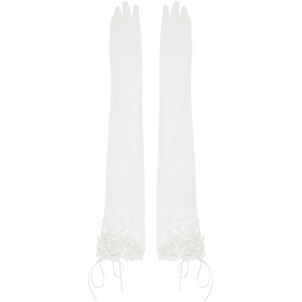  슈슈통 SHUSHU/TONG SSENSE Exclusive White Sequinned Sheer Gloves 242901F012000