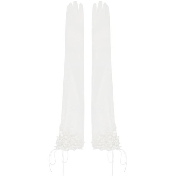  슈슈통 SHUSHU/TONG SSENSE Exclusive White Sequinned Sheer Gloves 242901F012000
