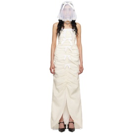 슈슈통 SHUSHU/TONG SSENSE Exclusive 오프화이트 Off-White Ruched Maxi Dress 242901F055000