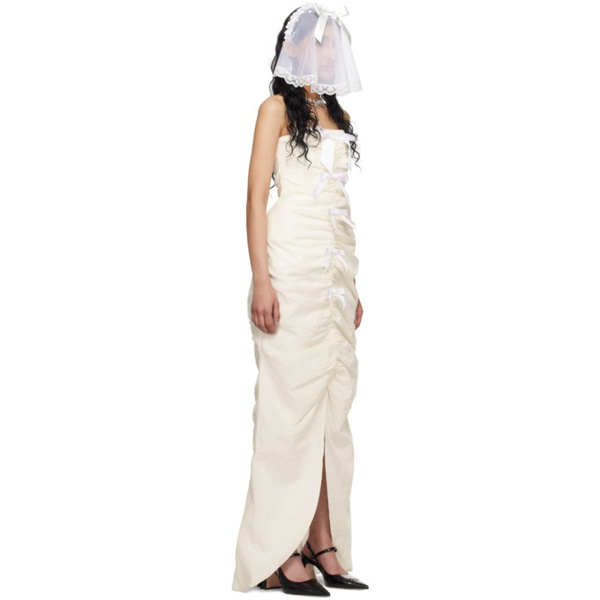  슈슈통 SHUSHU/TONG SSENSE Exclusive 오프화이트 Off-White Ruched Maxi Dress 242901F055000