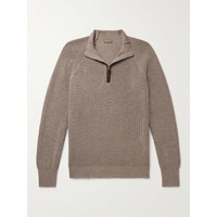 SID MASHBURN Slim-Fit Suede-Trimmed Merino Wool Half-Zip Sweater 1647597323398333