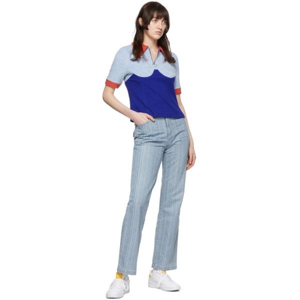  에스제이와이피 SJYP Blue Stripe Jeans 221644F069004