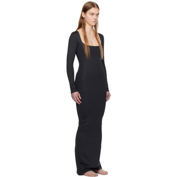  Black 스킴스 SKIMS Body Long Sleeve Long Slip Maxi Dress 241545F055017