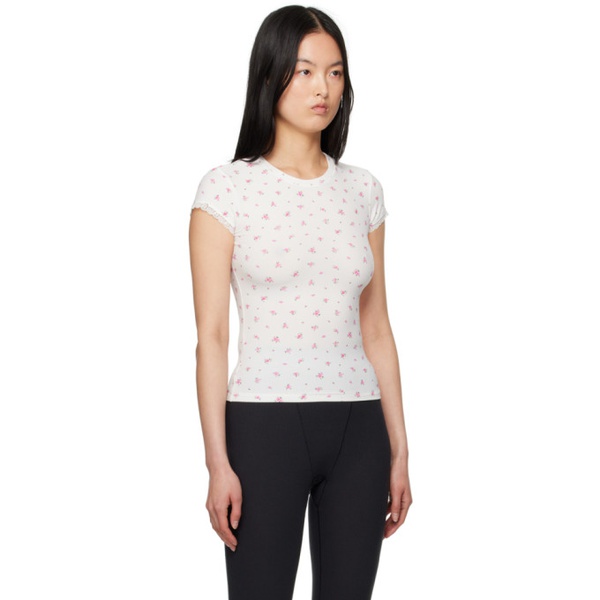 스킴스 SKIMS White Soft Lounge Lace T-Shirt 242545F110019