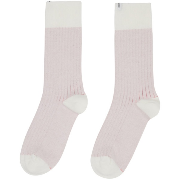  SOCKSSS Two-Pack Pink & Black Ribbed Socks 241480M220016