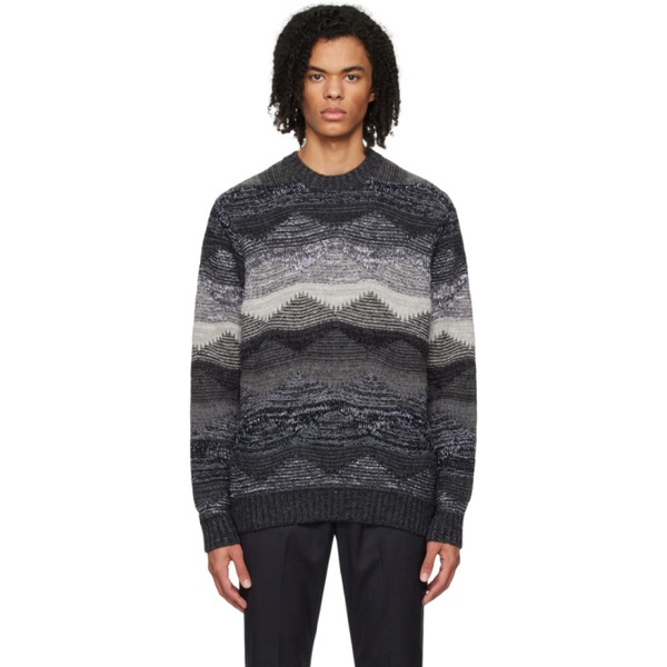  SOPHNET. Gray Abstract Sweater 241433M201002