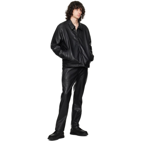  SOPHNET. Black Standard Easy Faux-Leather Trousers 241433M191002