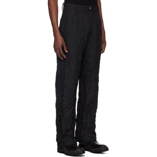  SPENCER BADU Black Crinkled Trousers 241205M191000