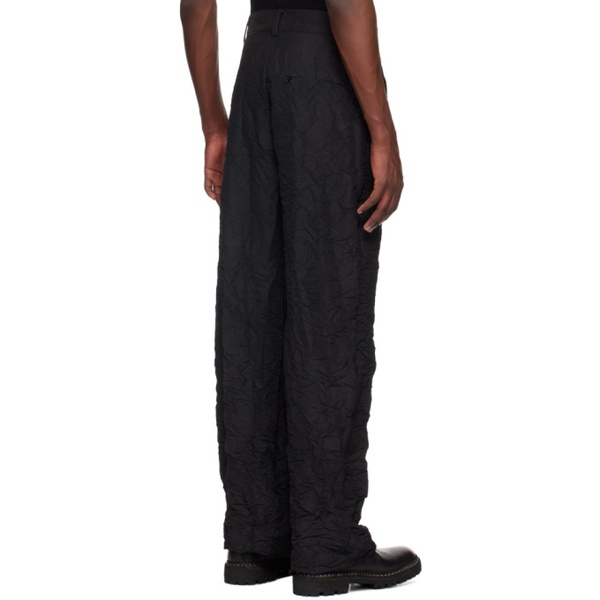  SPENCER BADU Black Crinkled Trousers 241205M191000